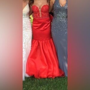 Sherri Hill Red Strapless Prom Gown